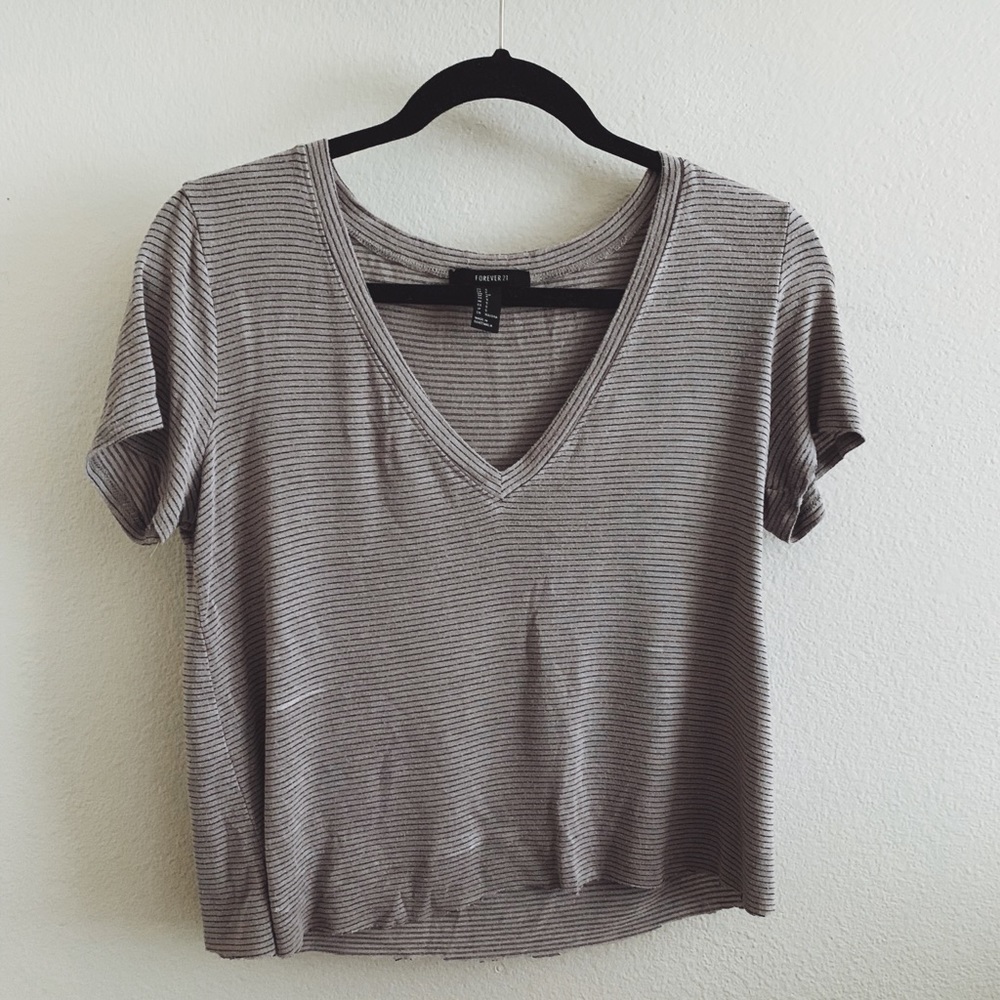 Gray Striped Vneck